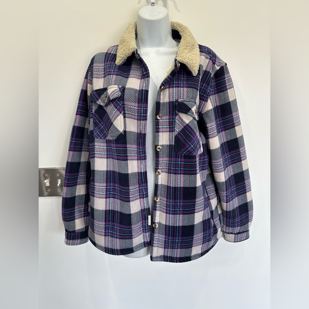 Soho threads Sherpa lined fleece shacket jacket L